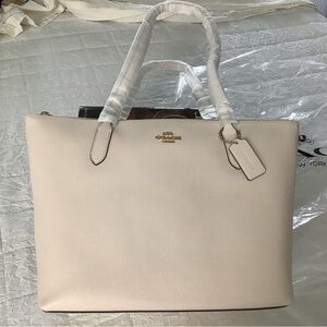 NEW WITH TAGS! Coach Zip Top Tote - Chalk/Gold